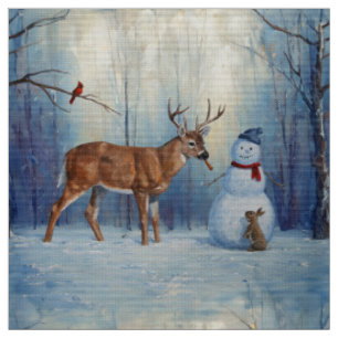 Tela Venado y feliz invierno de Snowman