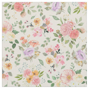 Tela Verano Boho Floral sobre amarillo pálido