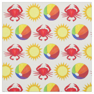 Tela Verano Fun Crab Beachball Sunshine Beach Vacacione