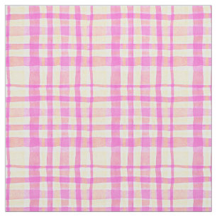 Tela Verano rosa gingham plaid