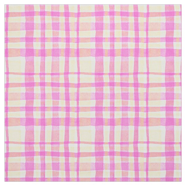 Tela Verano rosa gingham plaid (Retal)