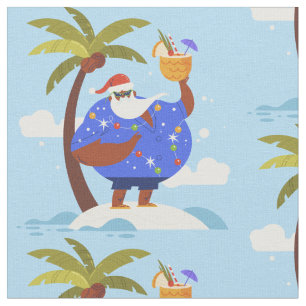 Tela verano tropical navidades vacaciones santa negro