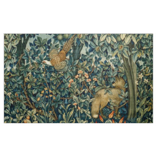 Tela VERDAD, ANIMALES FORESTALES Pheasant, Fox, Green F