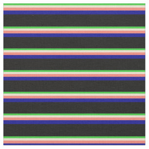 Tela Verde animado, beige, salmón, azul oscuro y negro