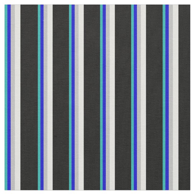 Tela Verde, azul, gris, cian claro y negro (De cerca)