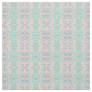 Tela Verde azul menta rosa retro nouveau patrón de mosa