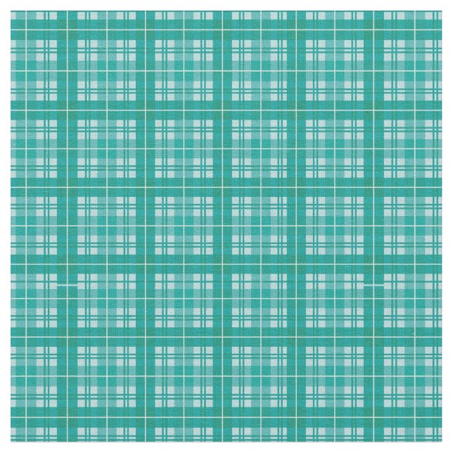 Tela Verde azulado / Aqua Bright Gingham Plaid Tartán (De cerca)