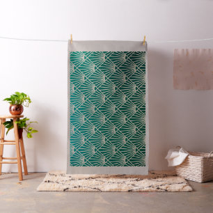 Tela verde azulado, beige, art nouveau, art deco, venti