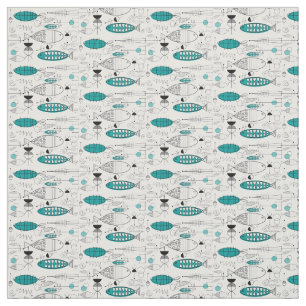 Tela Verde azulado de Retro de Pescado Whimsical Modern