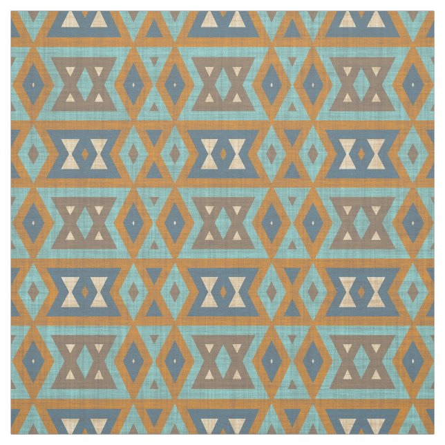 Tela Verde azulado Naranja Turquesa Marrón Ecléctico As (Retal)