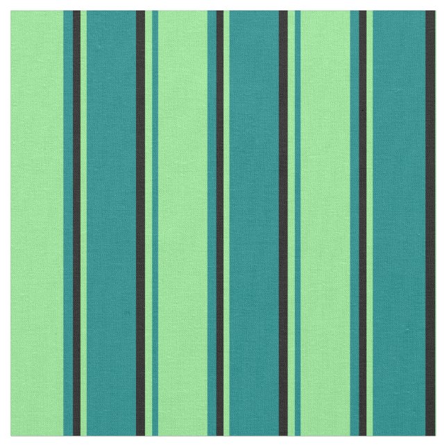 Tela Verde azulado, verde claro y franjas negras (De cerca)