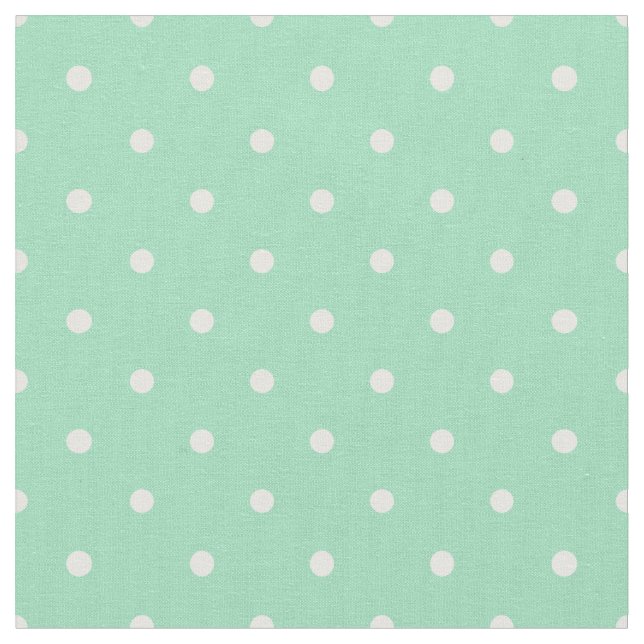 Tela verde de espuma marina con puntos de polka bl (De cerca)
