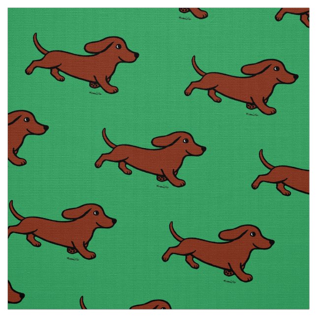 Tela Verde de funcionamiento del Dachshund liso rojo (Retal)