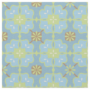 Tela Verde de menta y azul Patrón floral de Bonito