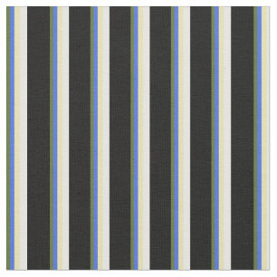 Tela Verde de oliva oscuro, azul real, blanco y negro