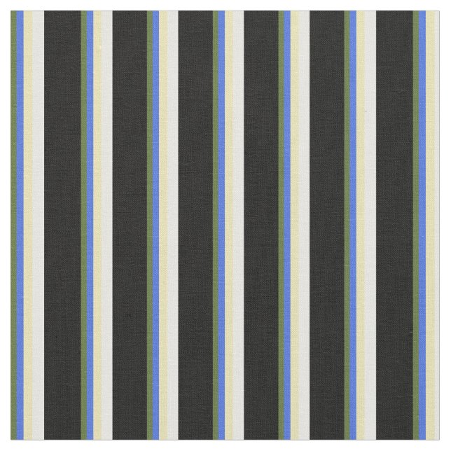 Tela Verde de oliva oscuro, azul real, blanco y negro (De cerca)