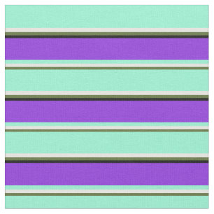 Tela Verde de oliva oscuro, blanco, acuamarina, morado,