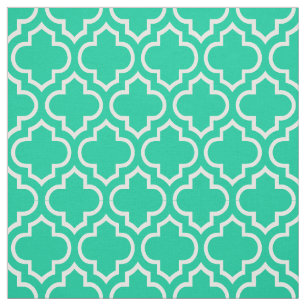 Tela Verde del Caribe, marroquí blanco Quatrefoil #6