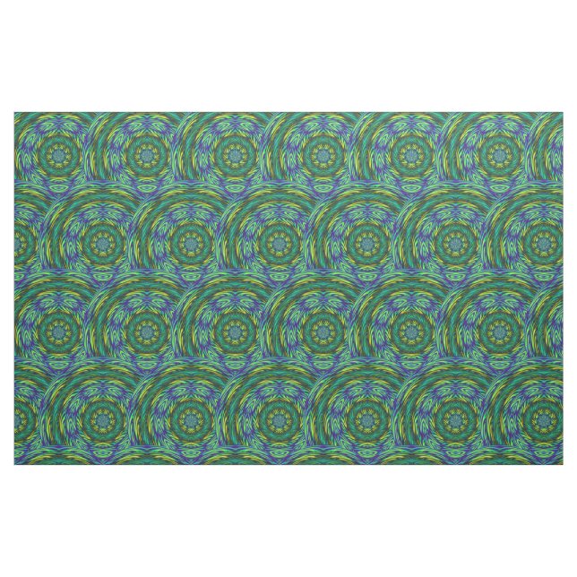Tela verde del extracto de la mandala ("Cuarto gordo" (fat quarter))
