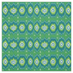 Tela verde del lino de Ikat