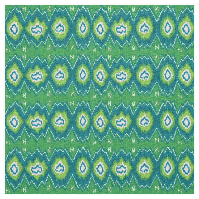 Tela verde del lino de Ikat (Retal)