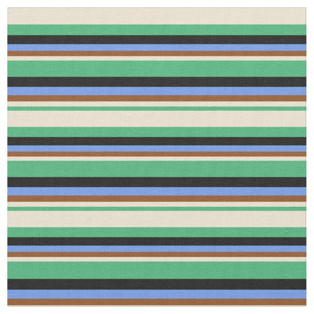 Tela Verde del mar, Beige, Marrón, Azul de Cornflower y (De cerca)