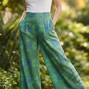 Tela Verde Esmeralda Púrpura Boho Chic Intrincado Damas