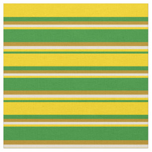 Tela Verde forestal, amarillo, bizcocho y dorado oscuro
