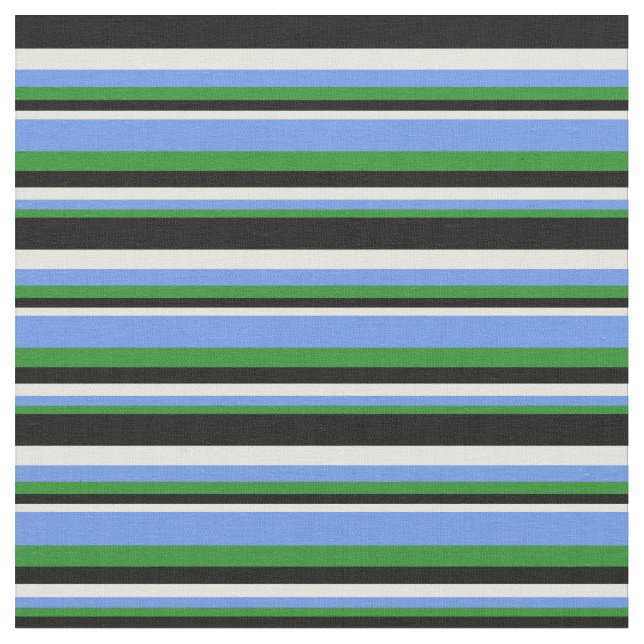 Tela Verde forestal, azul de flor de maíz, beige y negr (De cerca)