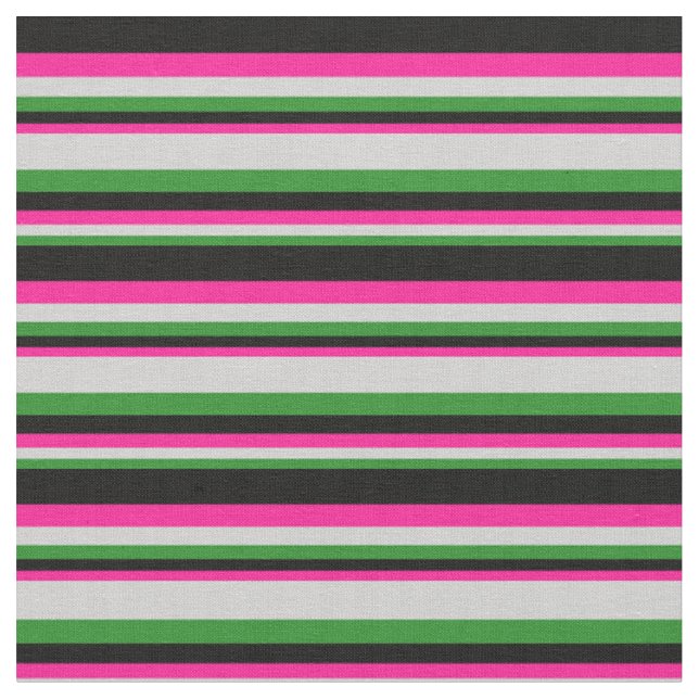 Tela Verde forestal, gris claro, rosa profundo y negro (De cerca)