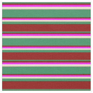 Tela Verde marino, rojo oscuro, fucsia y tan color