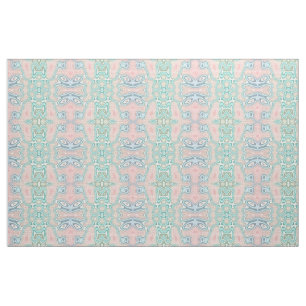 Tela Verde menta azul rosa mosaico retro nouveau patrón