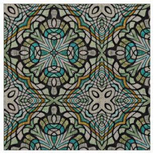 Tela Verde Menta Turquesa Patrón Retro Nouveau Deco