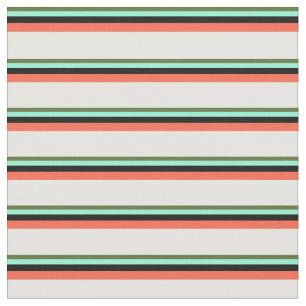 Tela Verde oliva, Aquamarina, Negro, Rojo y Mint Crema