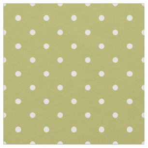 Tela verde oliva con puntos de polka blanco