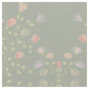 Tela Verde suave con floral pastel