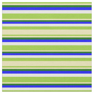 Tela Verde, Tan, Verde oscuro, Líneas azules y blancas
