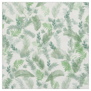 Tela Verde tropical moderno Foliage verde blanco