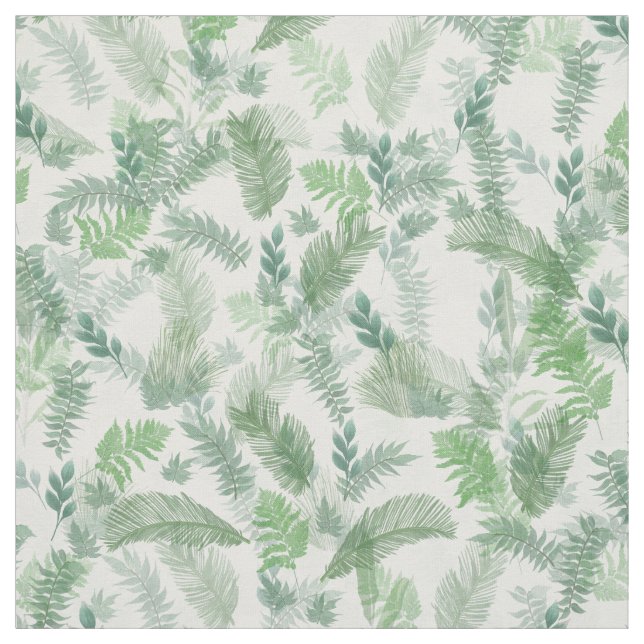 Tela Verde tropical moderno Foliage verde blanco (Retal)