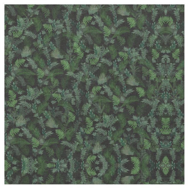Tela Verde tropical moderno Foliage verde negro (De cerca)
