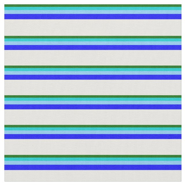 Tela Verde, turquesa, azul cielo claro, azul y blanco (De cerca)