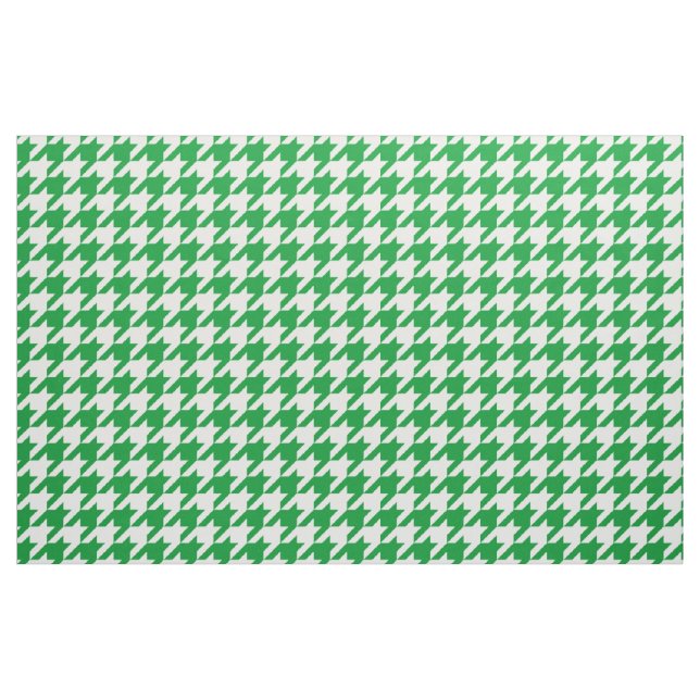 Tela verde y blanca de Houndstooth (Yarda)
