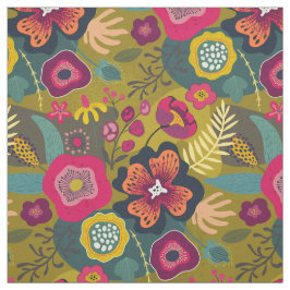 Tela Verdes tropicales Resumen Floral