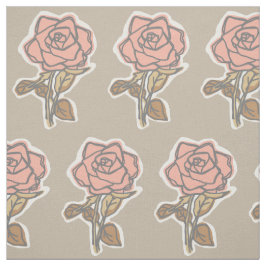 Tela Vestido floral de bloque de rosa rosa beige