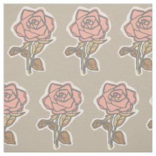 Tela Vestido floral de bloque de rosa rosa beige