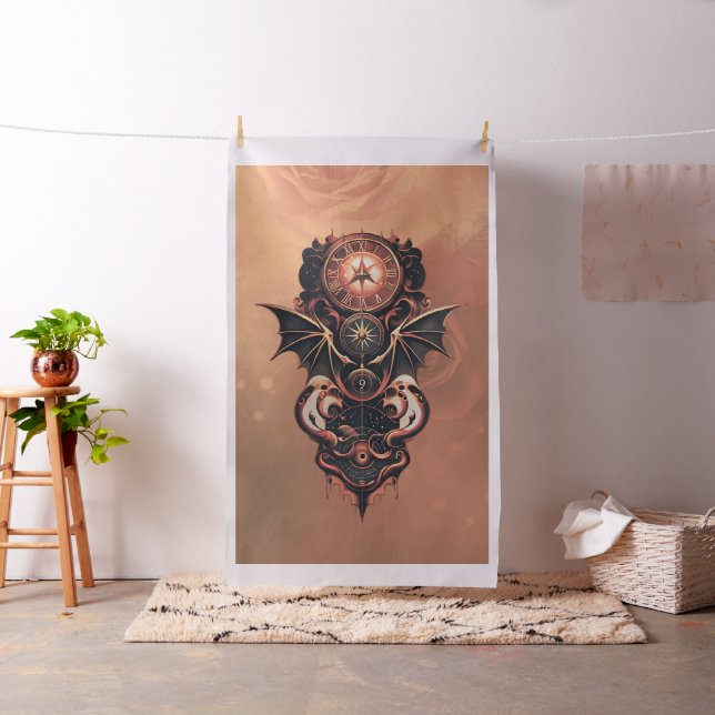 Tela Viaje místico del tiempo con alas, reloj de vapor. (In Situ)