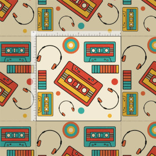Tela Vibes retro - Patrón de cintas de cassette de los