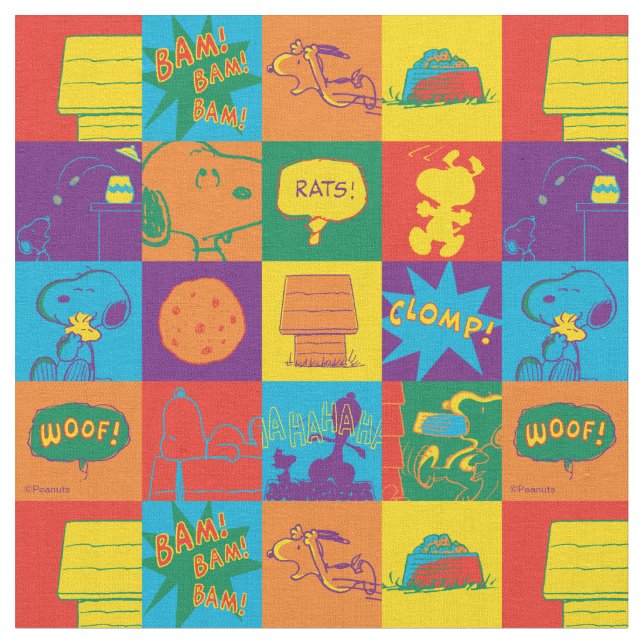 Tela Vibrant Peanuts Comic Strip Block (De cerca)