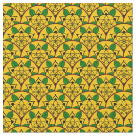 Tela Vibrante patrón africano circular amarillo dorado