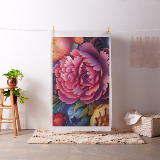 Tela Vibrantes Peonías Rosadas Florales